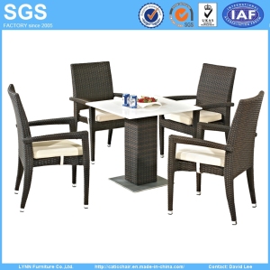 High Quality Modern Design Outdoor Restaurant Furniture Quartz Stone Table and Rattan Chair